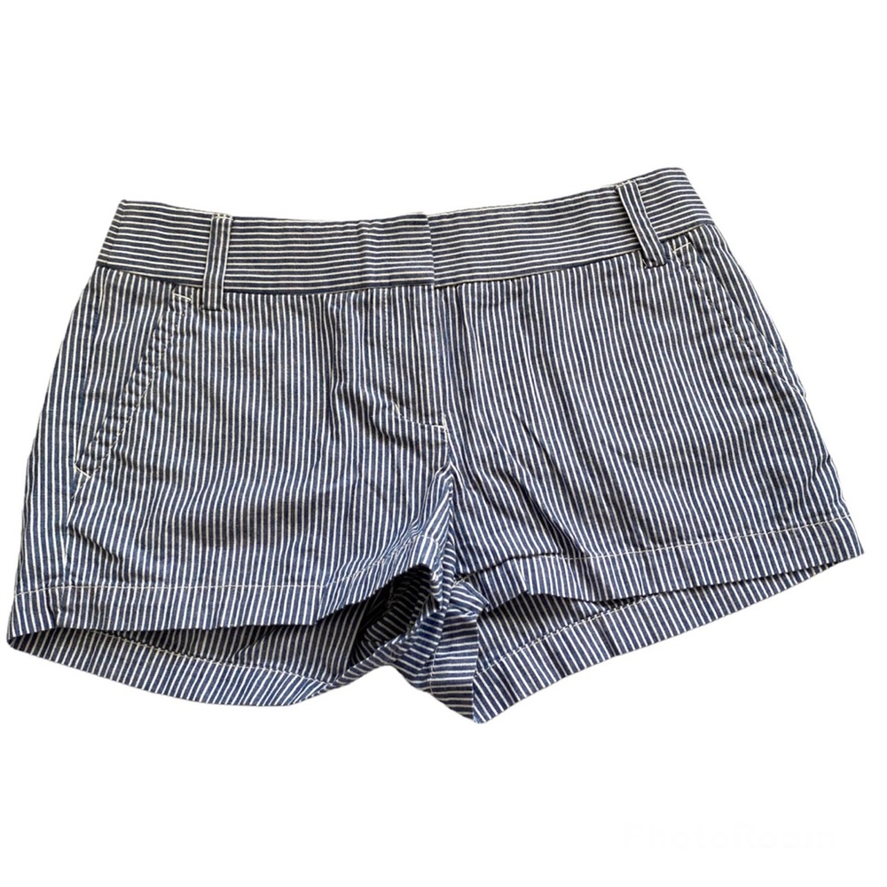 J. Crew Blue & White Rail Striped Print Chino City Fit Shorts
